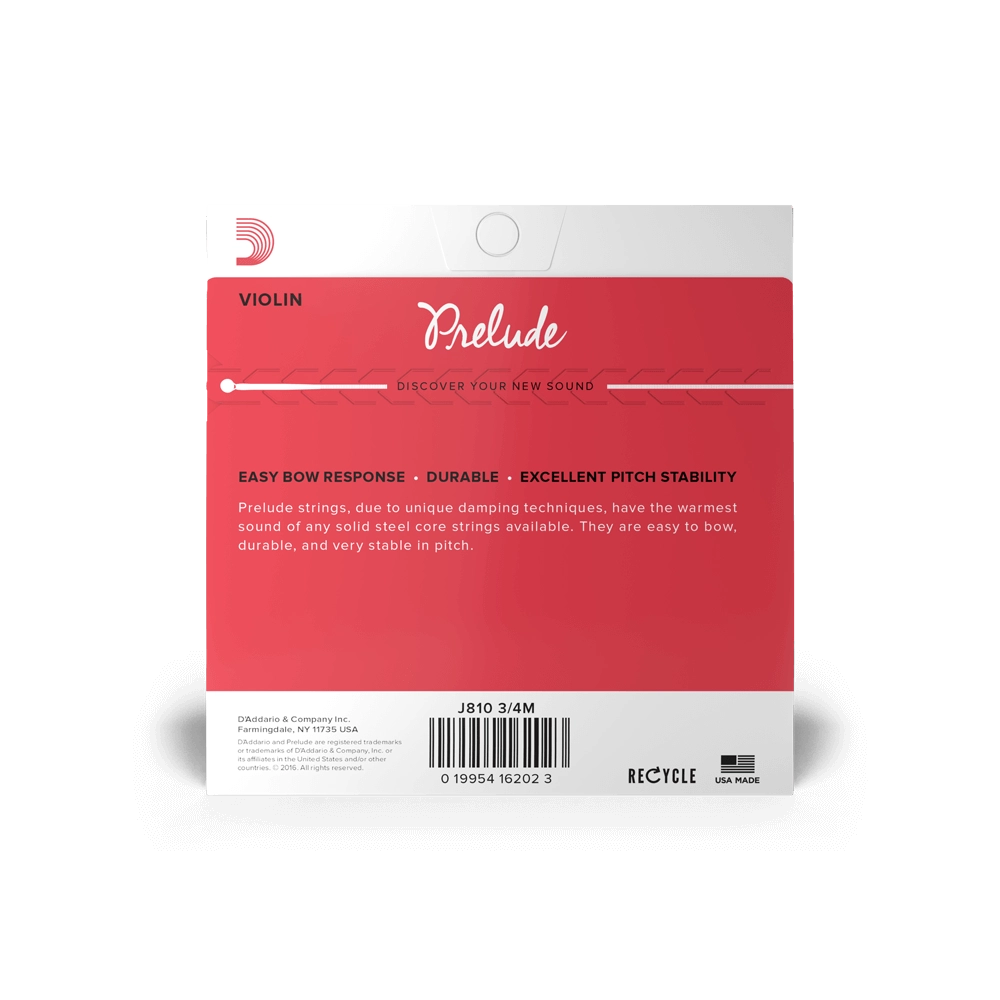 D'Addario Prelude 3/4 Size Violin String Set Medium