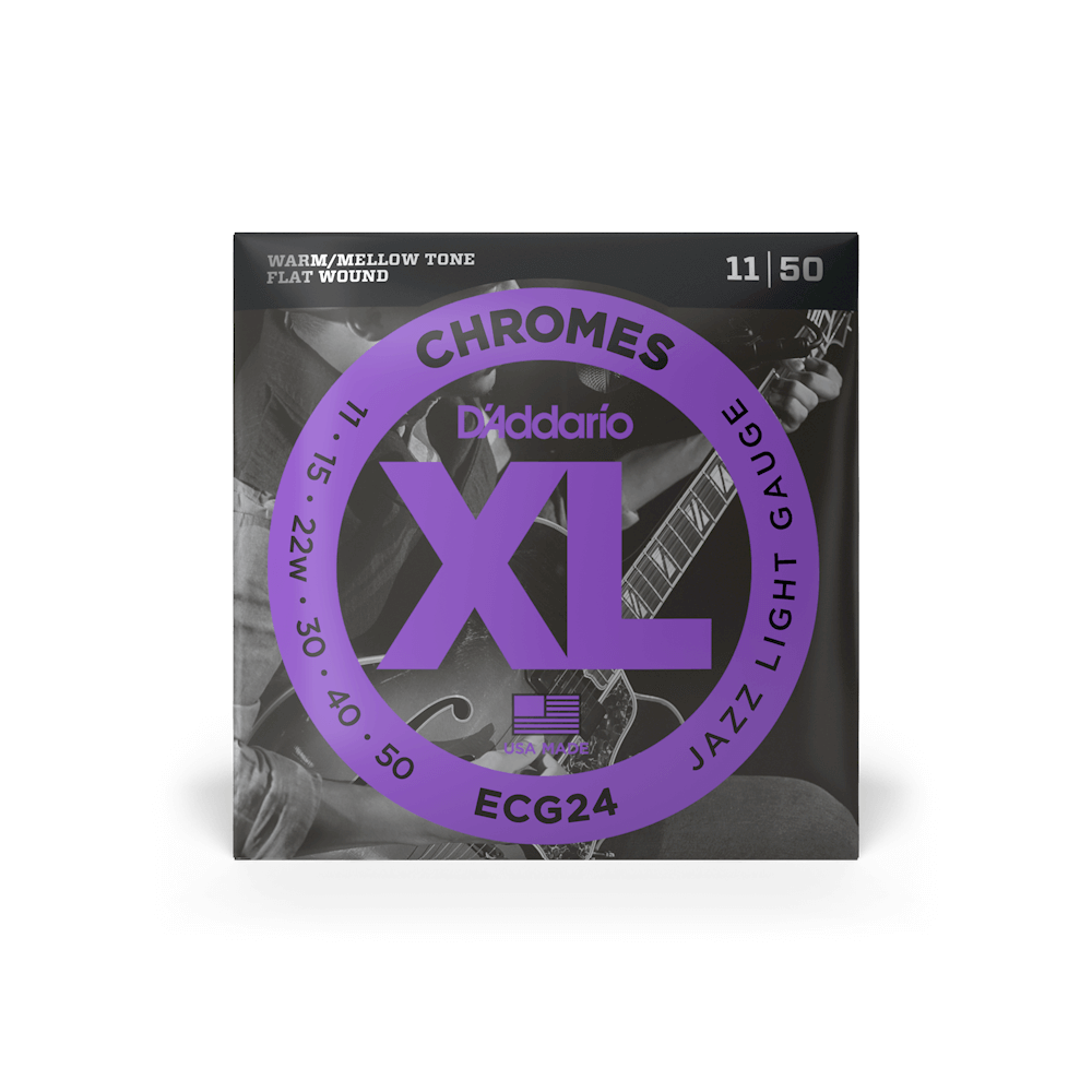 D'Addario ECG24 Electric Strings 11-50 Chrome Flat Wound Jazz Light