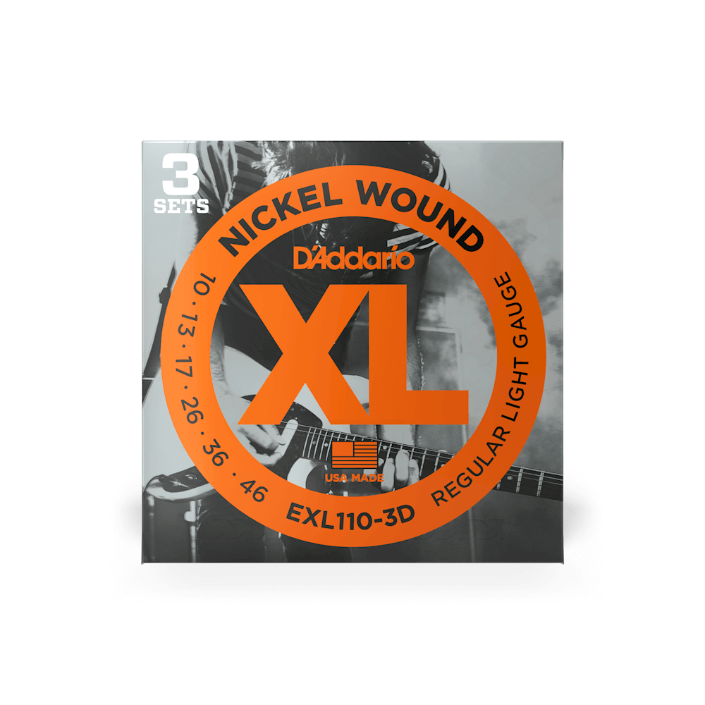 D'Addario EXL110-3D 3-Pack Electric Strings 10-46 Nickel Wound Regular Light