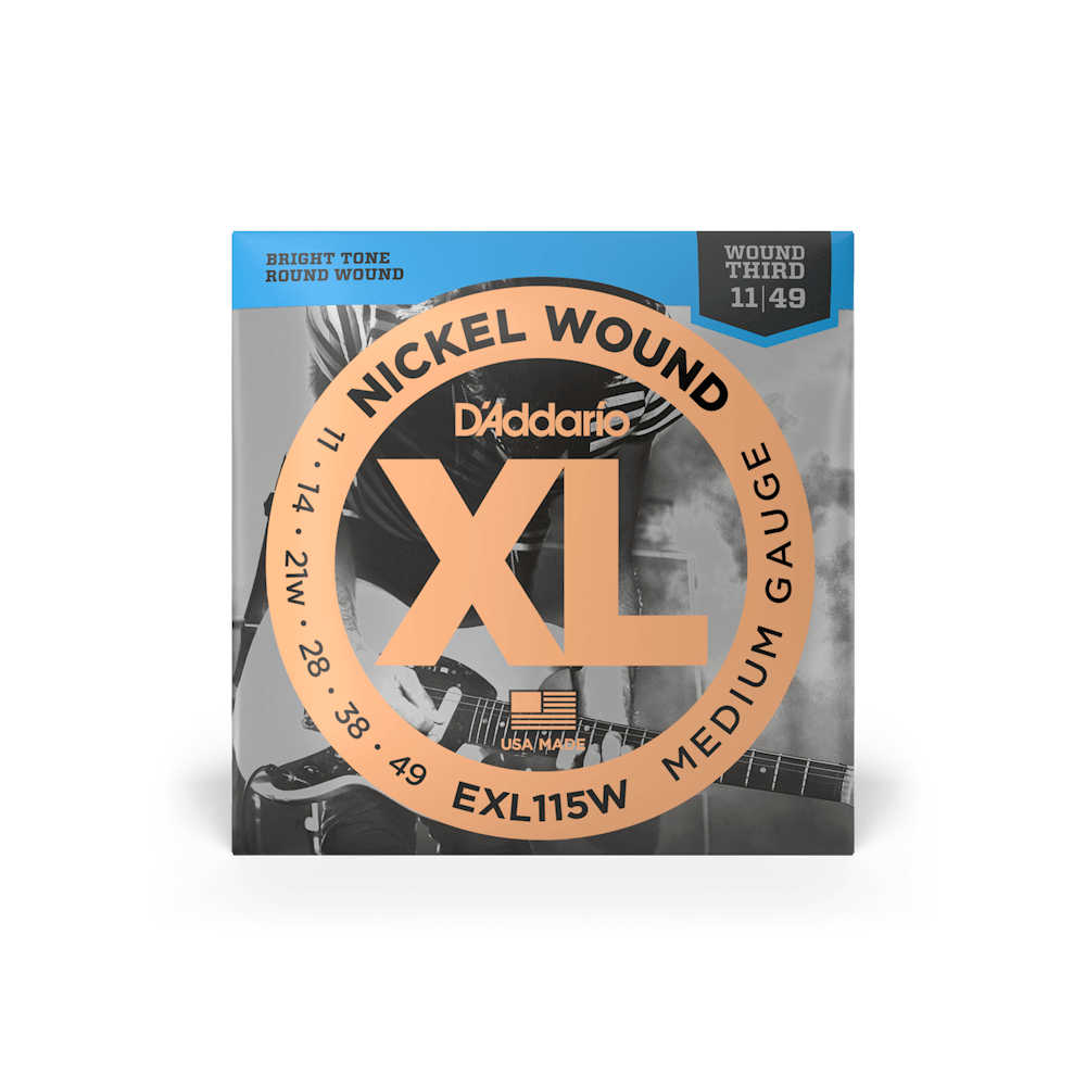 D'Addario EXL115W Electric Strings 11-49 Nickel Wound Blues/Jazz Wound 3rd
