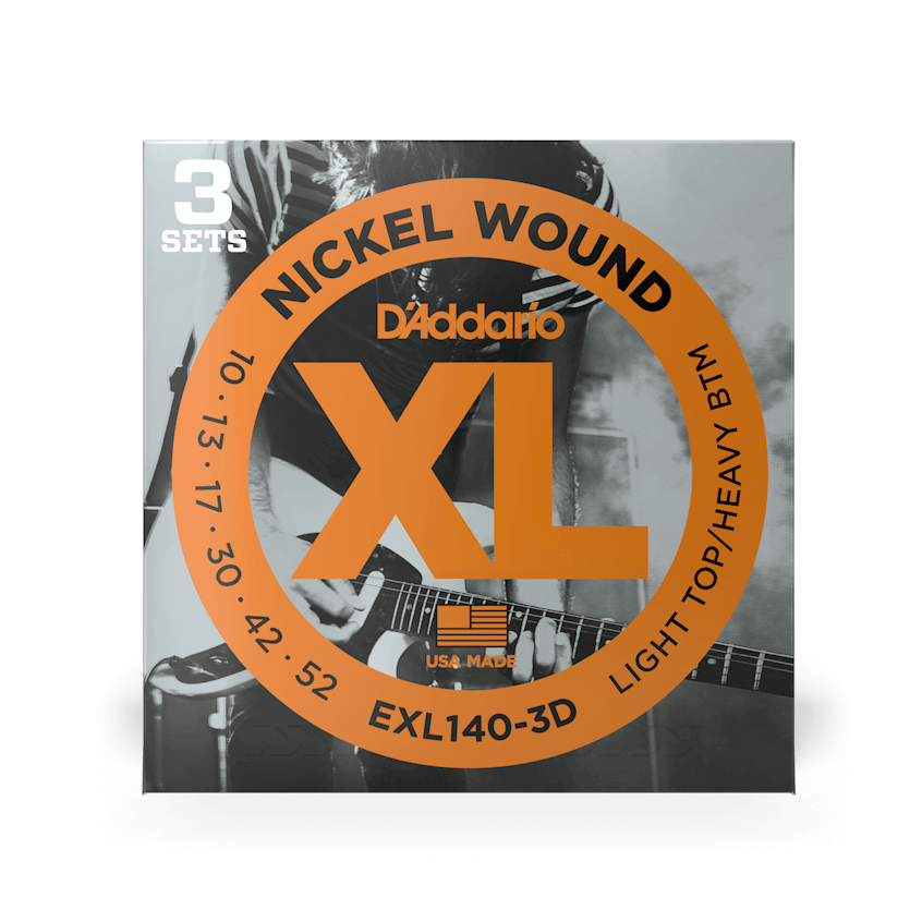 D'Addario EXL140-3D 3-Pack Electric Strings 10-52 Nickel Wound Light Top/Heavy Bottom