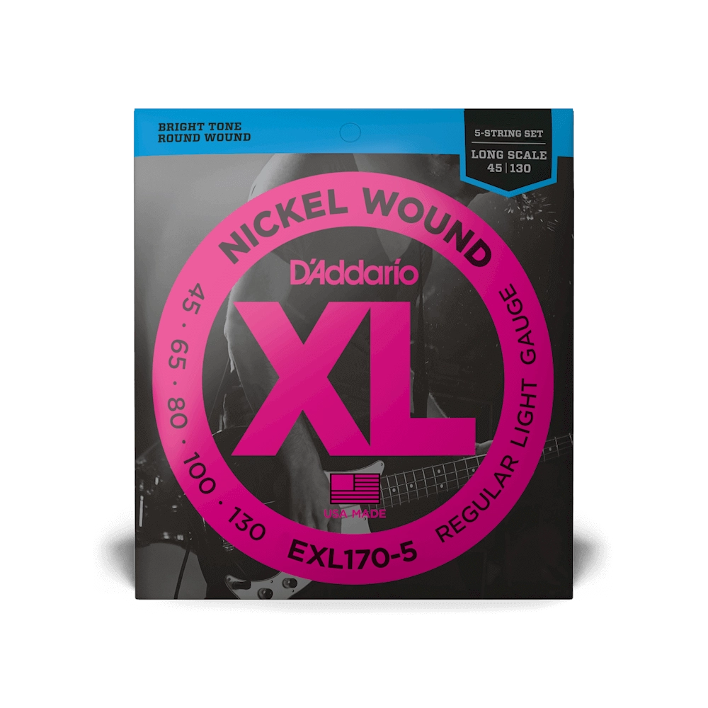 D'Addario EXL170-5 5-String Bass Strings 45-130 Nickel Round Wound Soft Long Scale