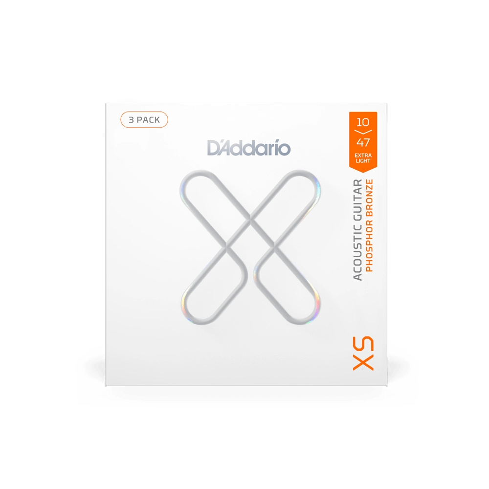 D'Addario XSAPB1047-3P 3-Pack Acoustic Strings 10-47 Phosphor Bronze Coated Extra Light