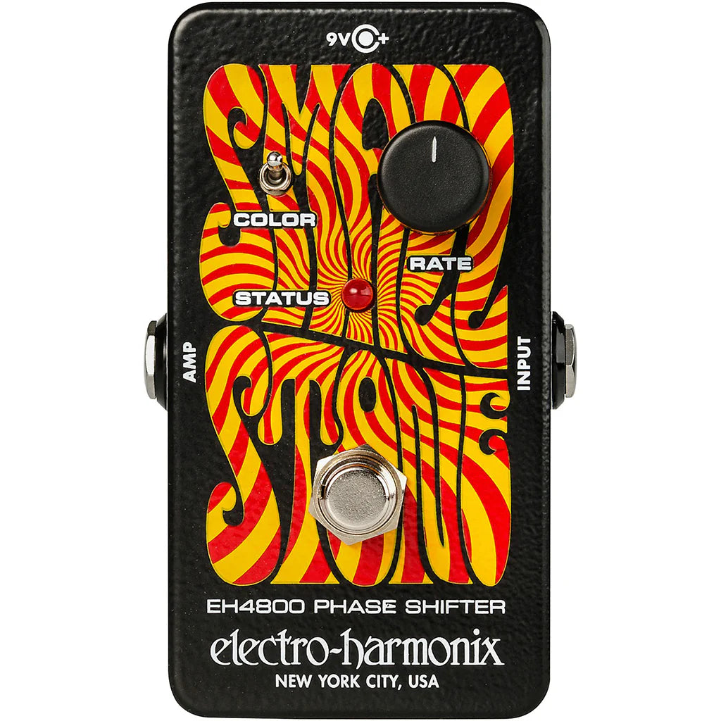 Guitar effects pedal with colorful design and Electro-Harmonix branding